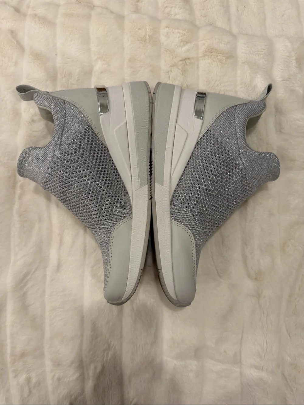 Michael Kors Silver Knit Wedge Sneakers